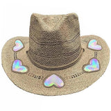 Suncatcher cowgirlhatt i halm Khaki Hjärta
