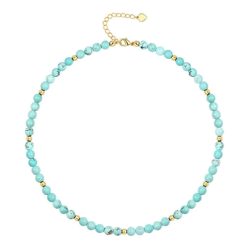 Tunn choker med turkosa pärlor Turkosblå / 45cm