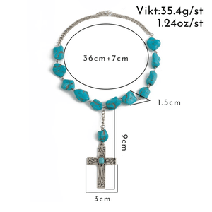 Turkost halsband med silverkors Silver