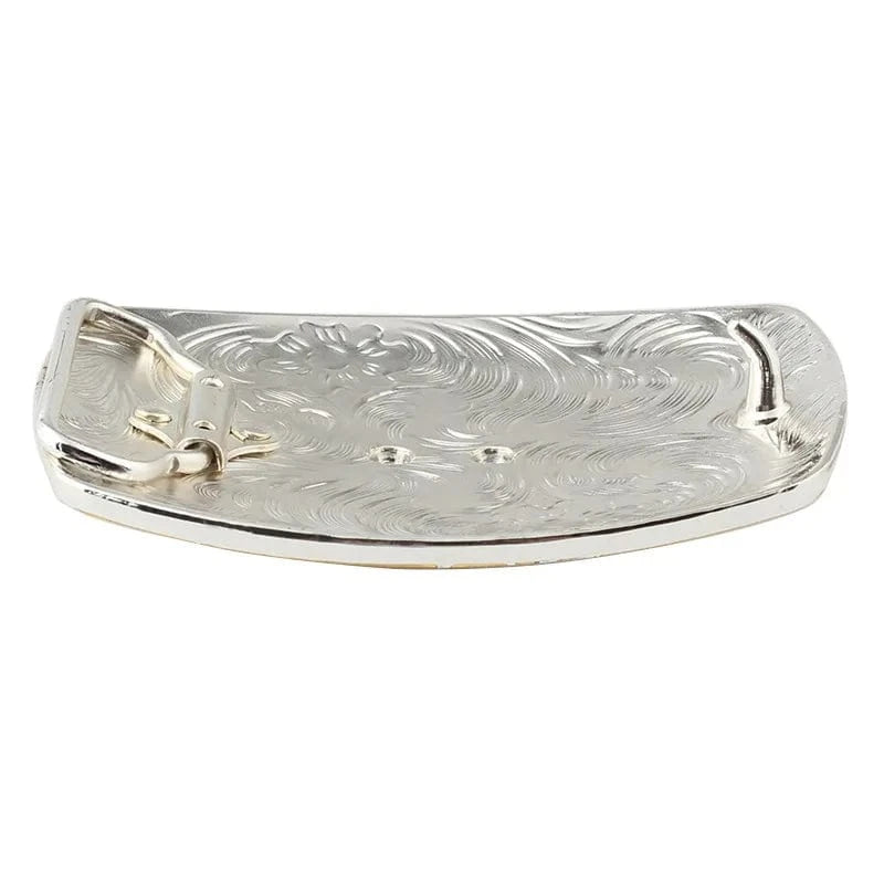 Vackert Silver Bältesspänne med Guldmotiv och Blomstergravyr