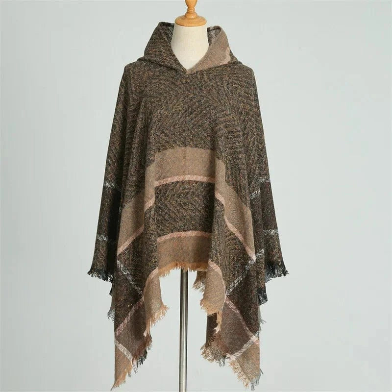 Varm poncho dam Brun / One Size