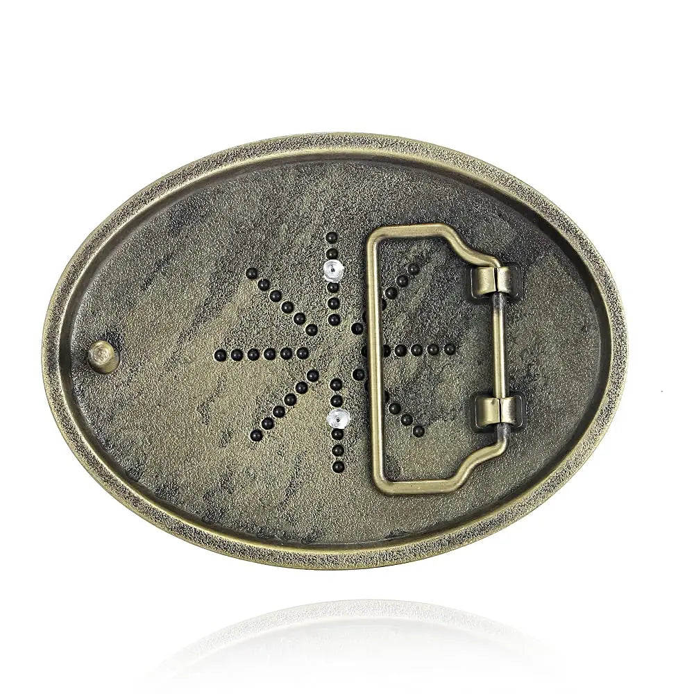 Vintage bältesspänne cowboy initial A Antikguld