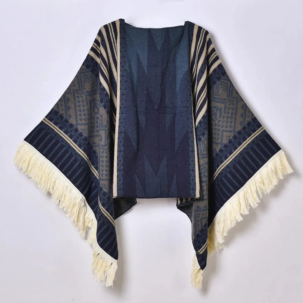 Vintage poncho Marinblå / One Size