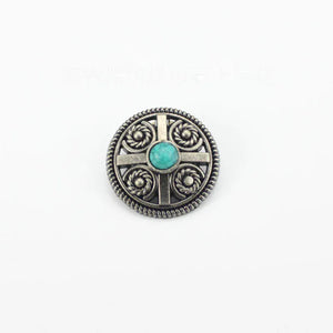 Vintage rund concho med sten Silver grön
