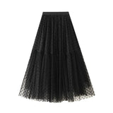 Vintage Saloon kjol i klassiskt prickigt mönster Svart / One Size