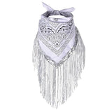 Vit Cowboy Bandana med Glitterfransar Vit