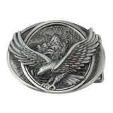 Western Bältesspänne "Stigande Örn över Berg" Antiksilver