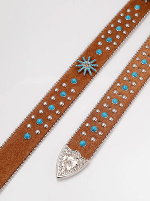 Westernbälte Brun med Strass och Silverspänne Brun / 115cm