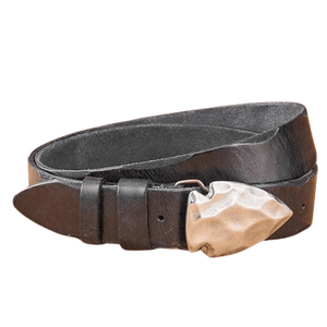 Westernbälte i Äkta Läder med Pilformat Spänne Svart / 110cm