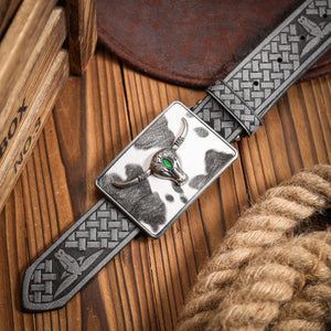 Westernbälte rektangulärt longhornspänne