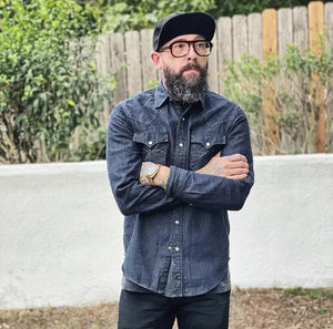 Westernskjorta i tvättad denim