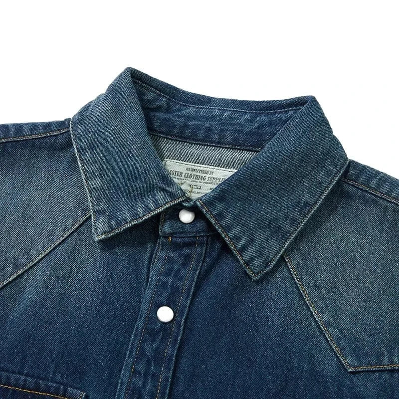 Westernskjorta i tvättad denim
